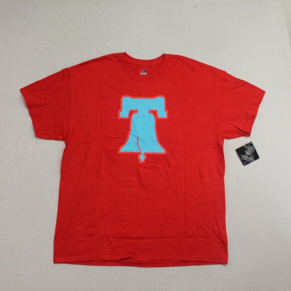 Majestic Men Red Philadelphia Phillies Liberty Bell Snake 49 Size XL - Picture 1 of 11